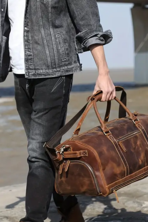 Large Cowhide Leather Duffel Bag