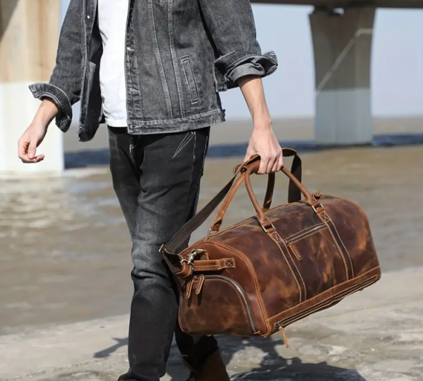 Large Cowhide Leather Duffel Bag