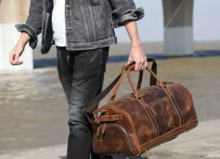 Large Cowhide Leather Duffel Bag