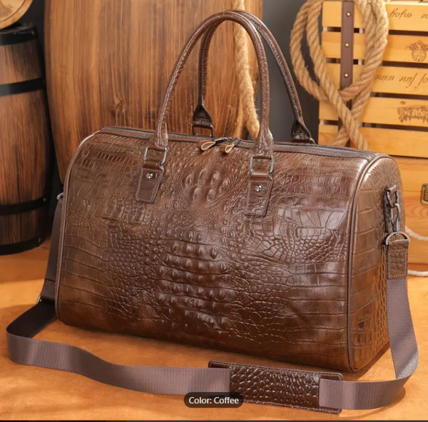 Crocodile Pattern Men's Genuine Leather Travel Bag