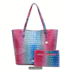 Crocodile Embossed Tote Bag Set - Image 4